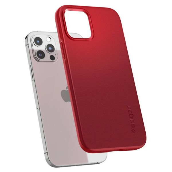 Spigen iPhone 12 / iPhone 12 Pro ile Uyumlu Kılıf Thin Fit Pro Red