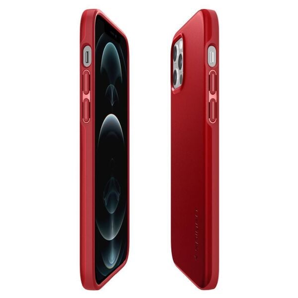 Spigen iPhone 12 / iPhone 12 Pro ile Uyumlu Kılıf Thin Fit Pro Red