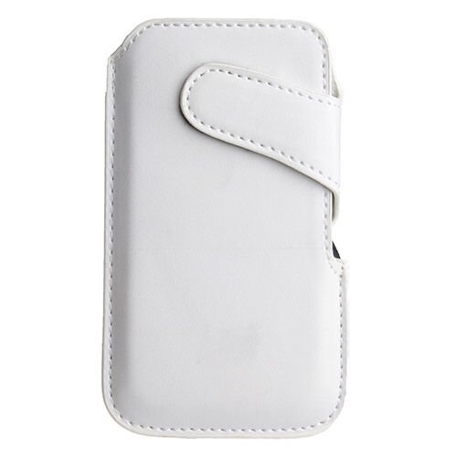 iPhone 4S/4 ile Uyumlu Deri Kılıf Yan Geçmeli Çırtlı Model Beyaz