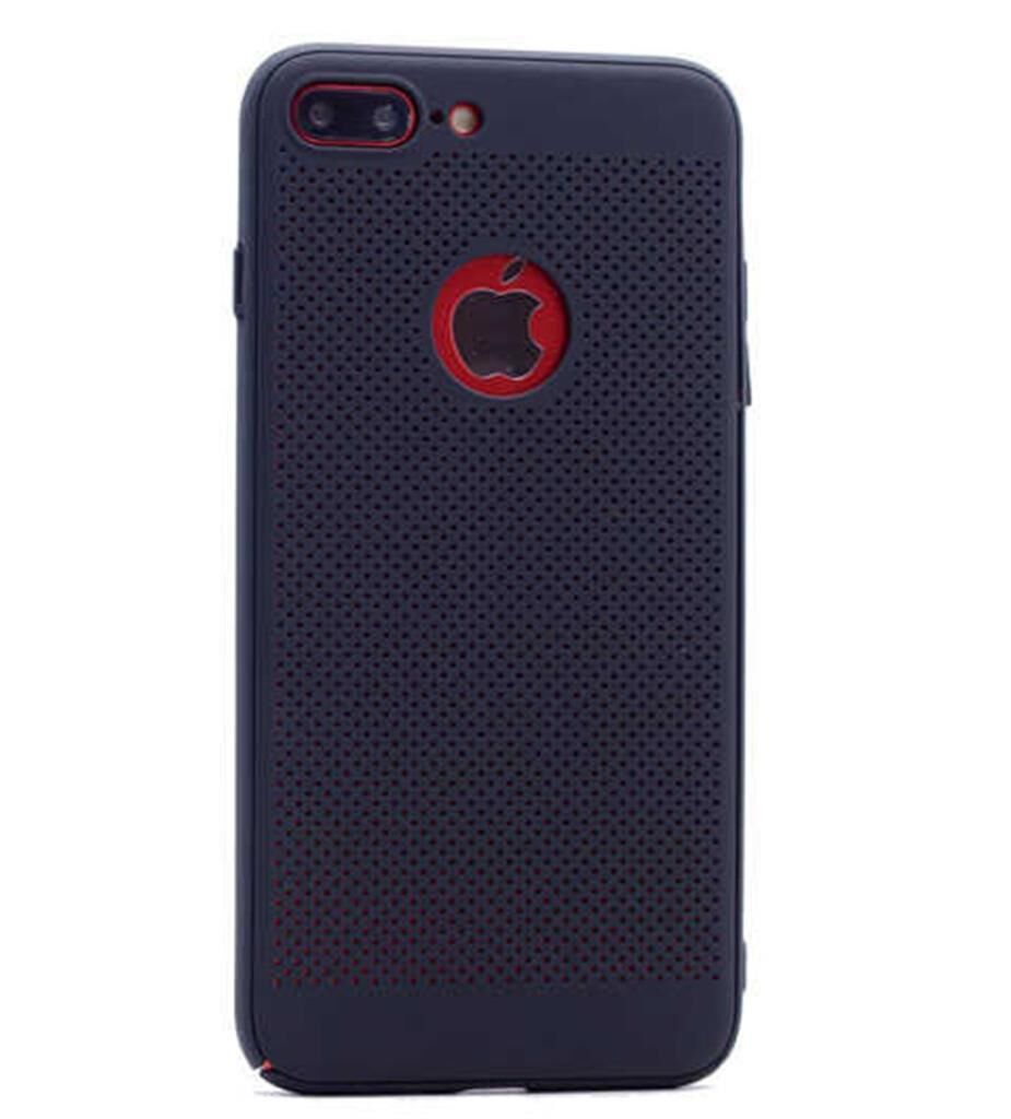 iPhone 7 Plus ile Uyumlu 360 Full Kaplama Delikli Rubber Kılıf Siyah