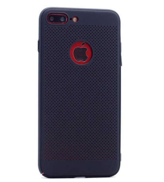 iPhone 7 Plus ile Uyumlu 360 Full Kaplama Delikli Rubber Kılıf Siyah