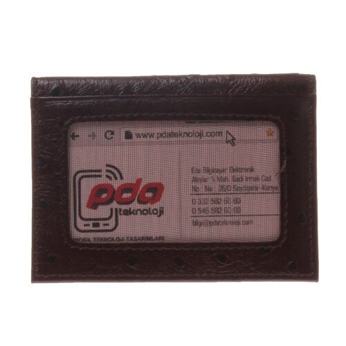 Deri Kartlık Desenli Cüzdan Kahverengi