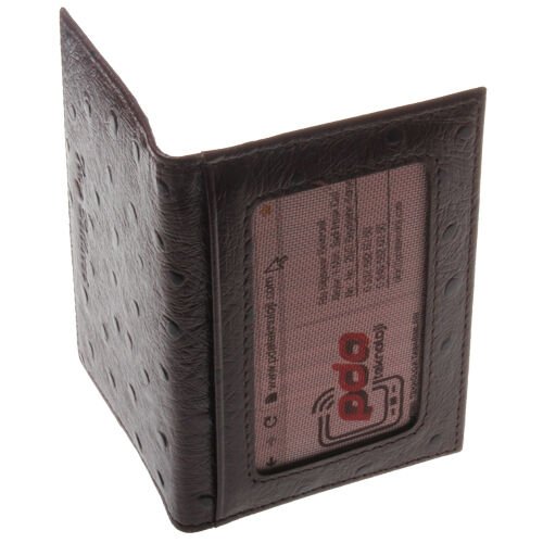 Deri Kartlık Desenli Cüzdan Kahverengi