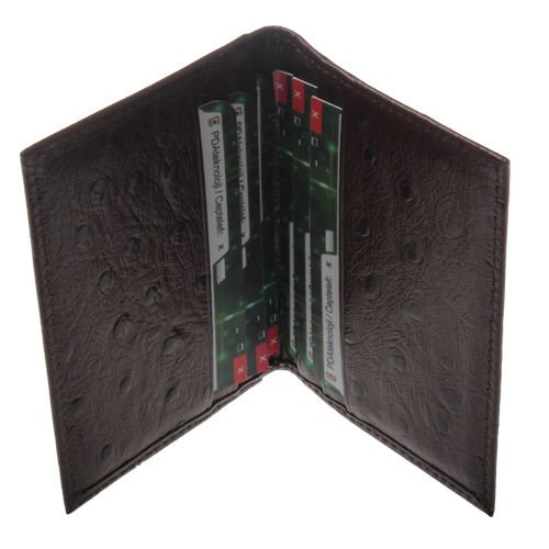 Deri Kartlık Desenli Cüzdan Kahverengi