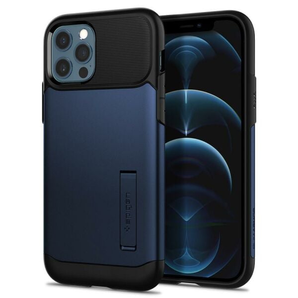 Spigen iPhone 12 / iPhone 12 Pro ile Uyumlu Kılıf Slim Armor Navy Blue
