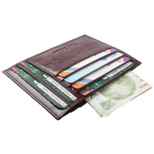 Deri Kartlık Desenli Cüzdan Kahverengi