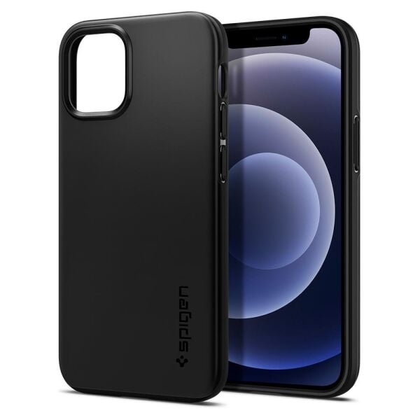 Spigen iPhone 12 Mini ile Uyumlu Kılıf Thin Fit Black
