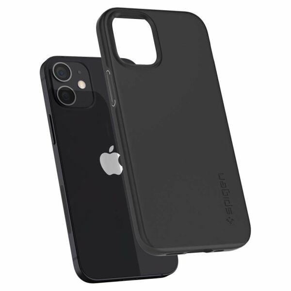 Spigen iPhone 12 Mini ile Uyumlu Kılıf Thin Fit Black