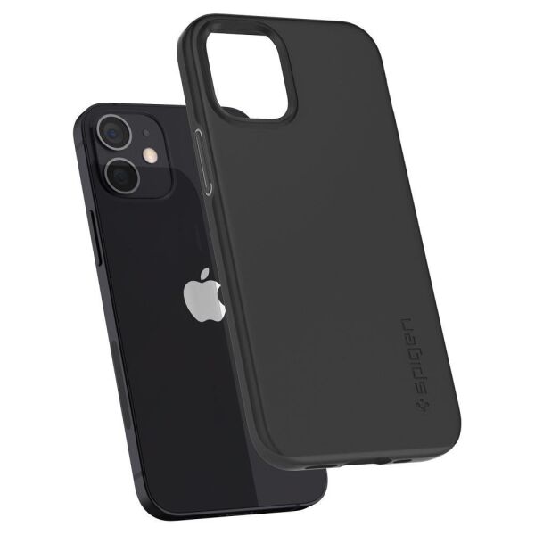 Spigen iPhone 12 Mini ile Uyumlu Kılıf Thin Fit Black