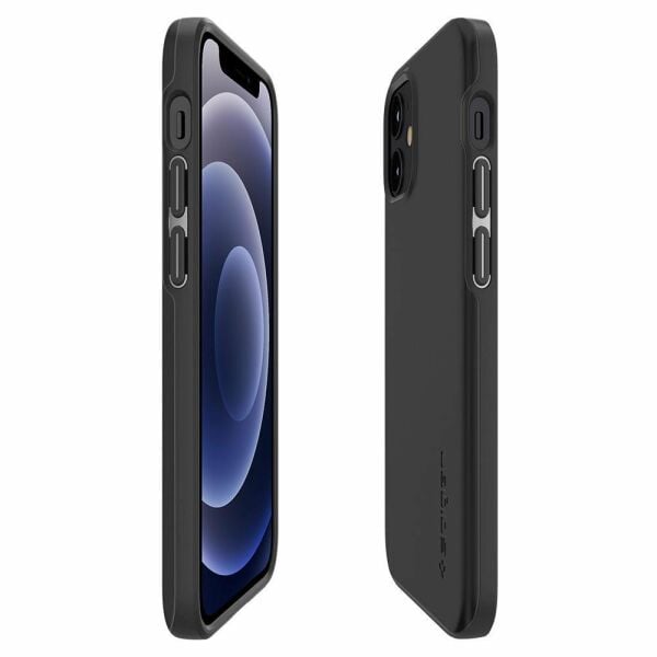 Spigen iPhone 12 Mini ile Uyumlu Kılıf Thin Fit Black