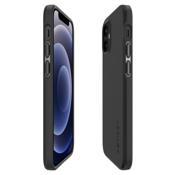 Spigen iPhone 12 Mini ile Uyumlu Kılıf Thin Fit Black