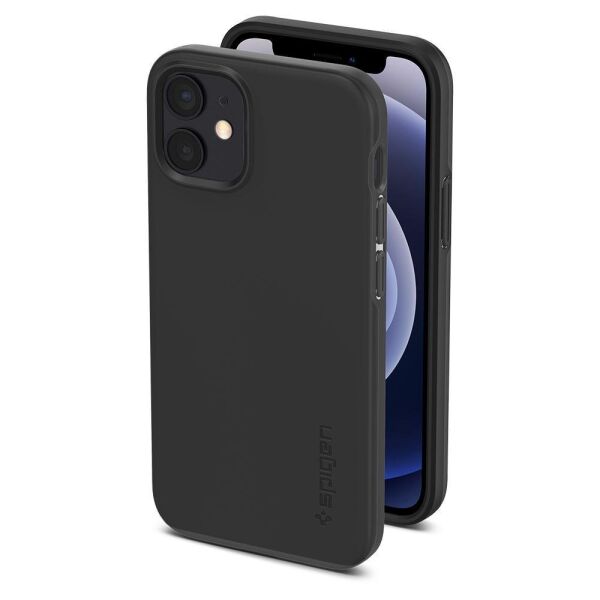 Spigen iPhone 12 Mini ile Uyumlu Kılıf Thin Fit Black