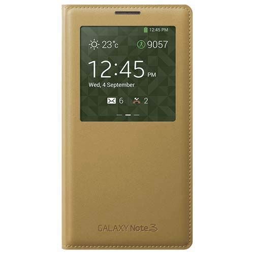 Galaxy Note 3 ile Uyumlu S-View Pencereli Kılıf Gold