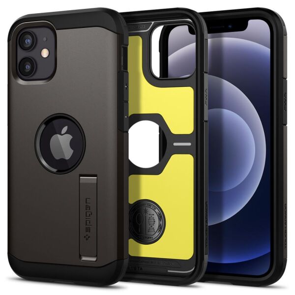 Spigen iPhone 12 Mini ile Uyumlu Kılıf Tough Armor Gunmetal