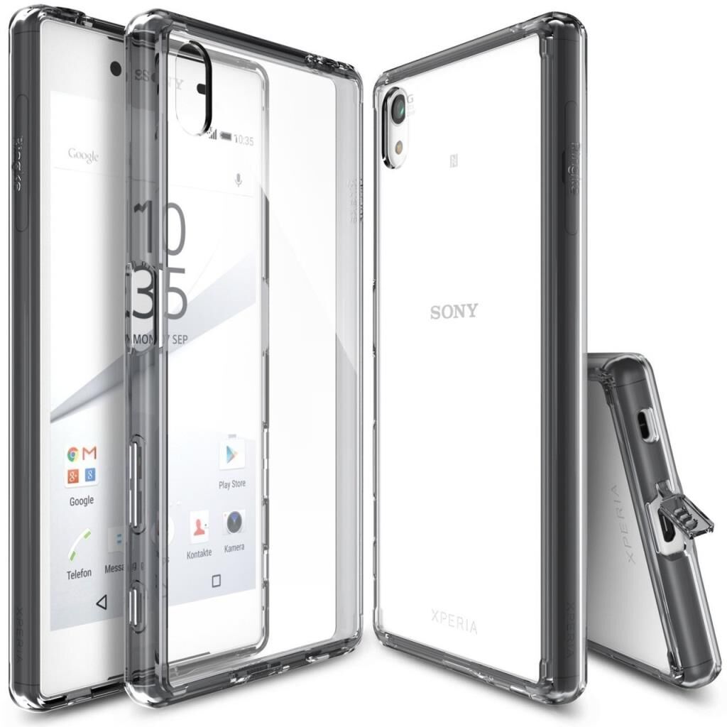 Ringke Fusion Xpreia Z5 ile Uyumlu Kılıf Smoke Black TPU Bumper Extra Darbe Emici