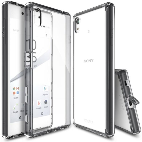 Ringke Fusion Xpreia Z5 ile Uyumlu Kılıf Smoke Black TPU Bumper Extra Darbe Emici