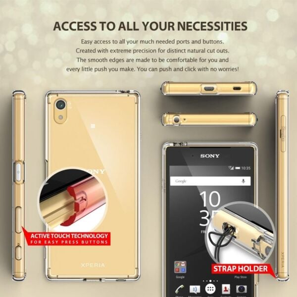 Ringke Fusion Xpreia Z5 ile Uyumlu Kılıf Smoke Black TPU Bumper Extra Darbe Emici