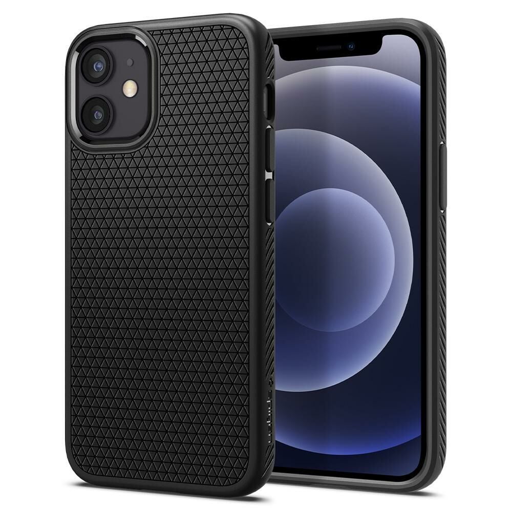 Spigen iPhone 12 Mini ile Uyumlu Kılıf Liquid Air Matte Black