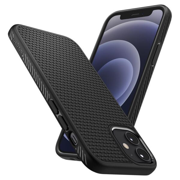 Spigen iPhone 12 Mini ile Uyumlu Kılıf Liquid Air Matte Black