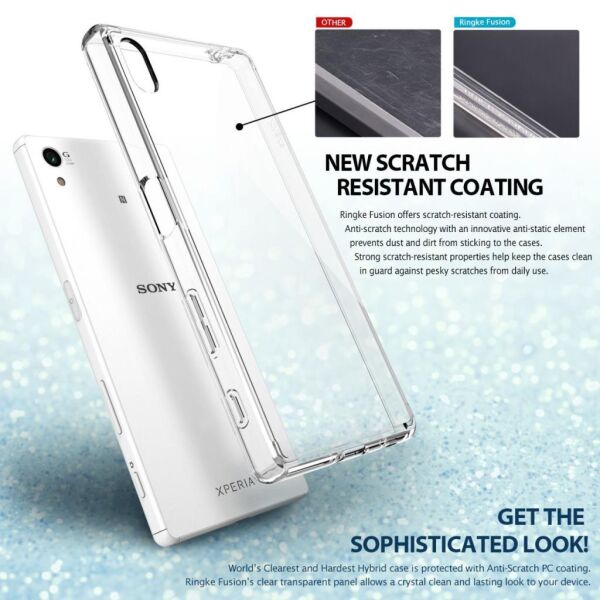 Ringke Fusion Xpreia Z5 ile Uyumlu Kılıf Crystal Clear TPU Bumper Extra Darbe Emici