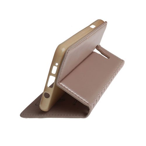 Galaxy A3 (2016) A310F ile Uyumlu Kartlıklı Standlı Kılıf Altın