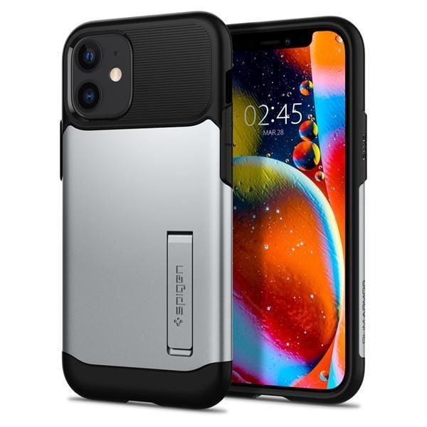 Spigen iPhone 12 Mini ile Uyumlu Kılıf Slim Armor Satin Silver