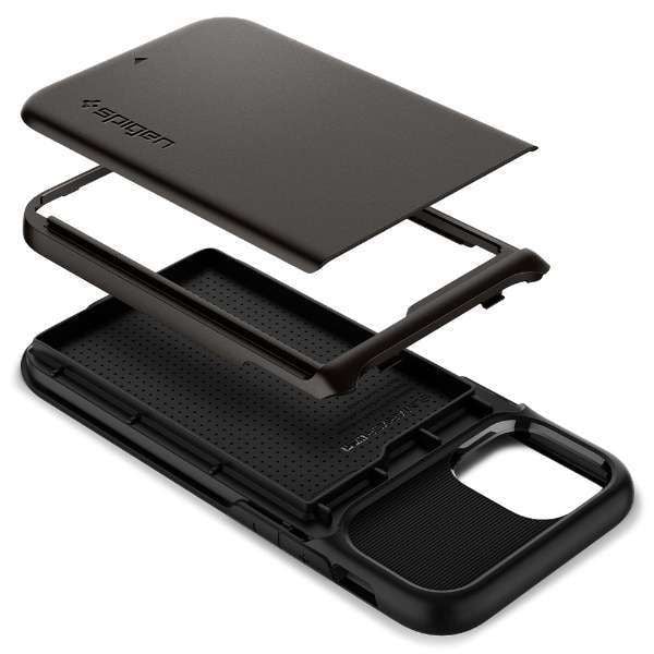 Spigen iPhone 12 Mini ile Uyumlu Kılıf Slim Armor Wallet Gunmetal