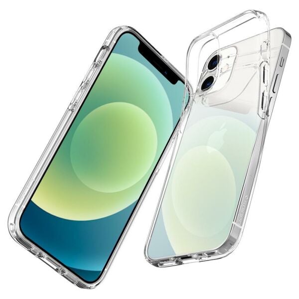 Spigen iPhone 12 Mini ile Uyumlu Kılıf Liquid Crystal 4 Tarafı Tam Koruma Crystal Clear
