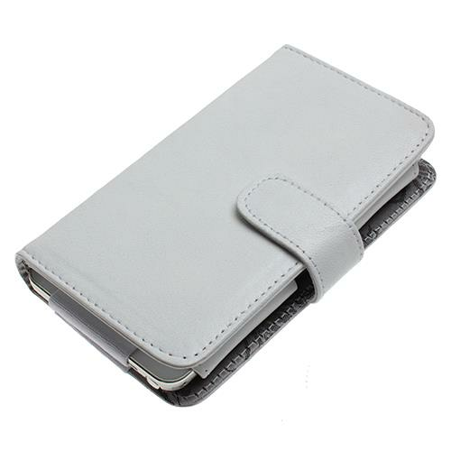 G2 ile Uyumlu Cüzdanlı Hakiki Deri Kılıf Beyaz