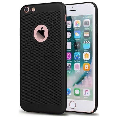 iPhone 6Plus/6SPlus ile Uyumlu Rubber Delikli Sert Kılıf Siyah