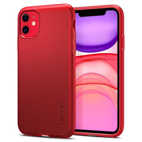 Spigen iPhone 11 ile Uyumlu Kılıf Thin Fit Pro Red