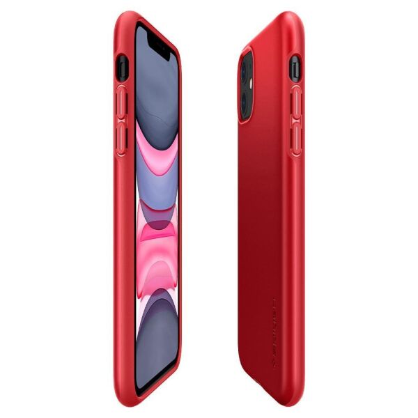 Spigen iPhone 11 ile Uyumlu Kılıf Thin Fit Pro Red
