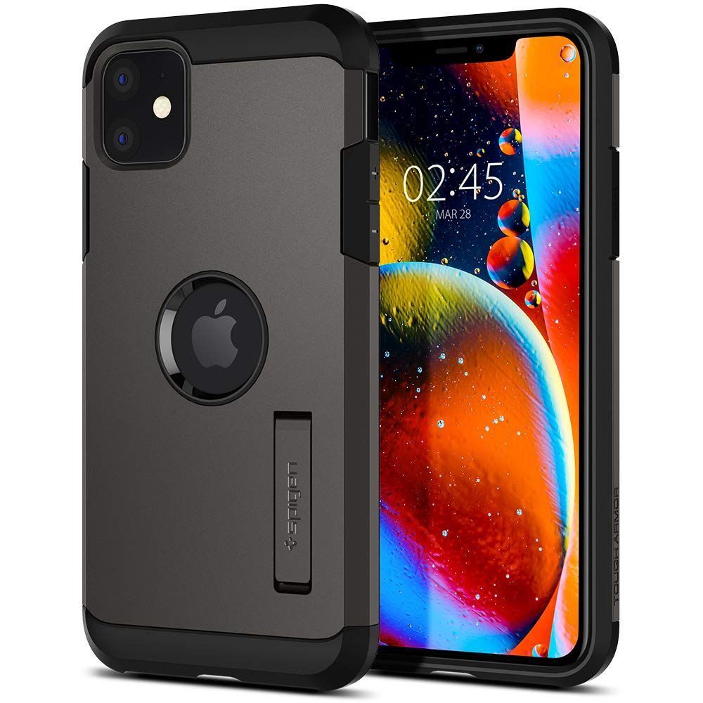 Spigen iPhone 11 ile Uyumlu Kılıf Tough Armor Gunmetal