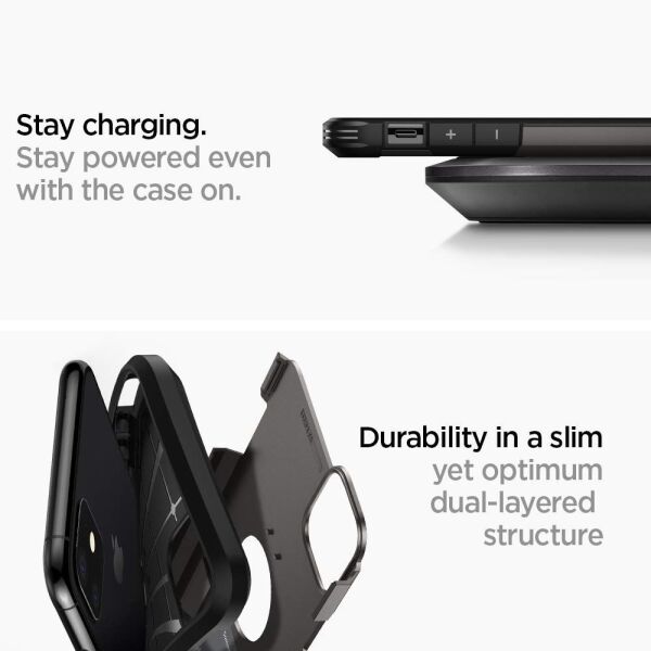 Spigen iPhone 11 ile Uyumlu Kılıf Tough Armor Gunmetal