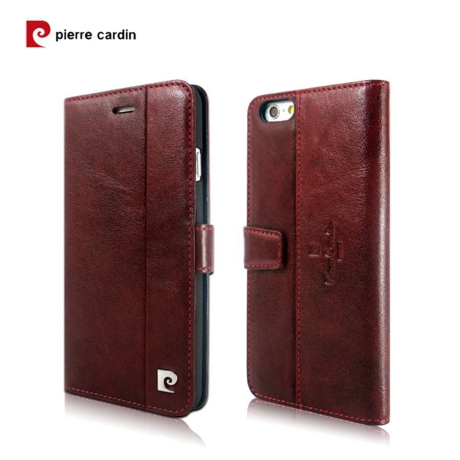 Pierre Cardin iPhone 6 ile Uyumlu Deri Kapaklı Koruma Kılıfı Kırmızı PCL-P05