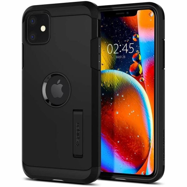 Spigen iPhone 11 ile Uyumlu Kılıf Tough Armor Black