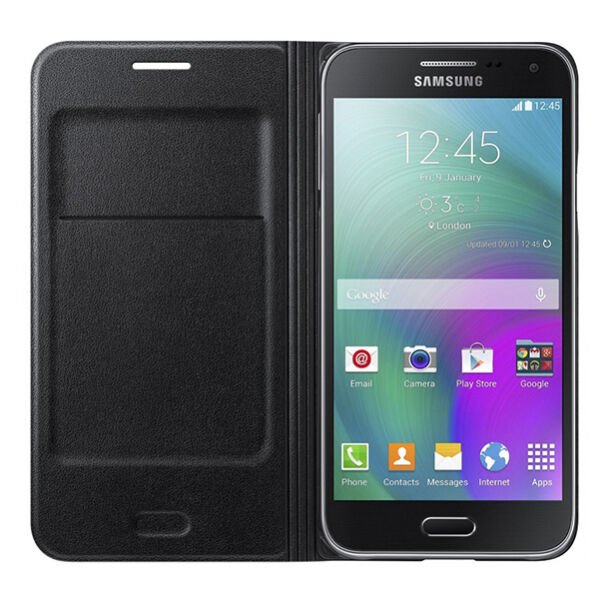 Galaxy E5 ile Uyumlu Flip Wallet Kılıf Siyah EF-WE500BB