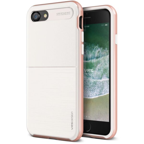 VRS Design iPhone 8/7 ile Uyumlu New High Pro Shield Kılıf White with Rose Gold