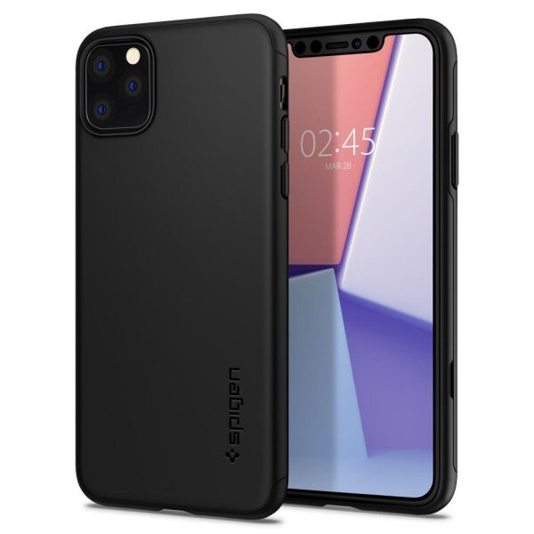 Spigen iPhone 11 Pro ile Uyumlu Kılıf Thin Fit Classic Black