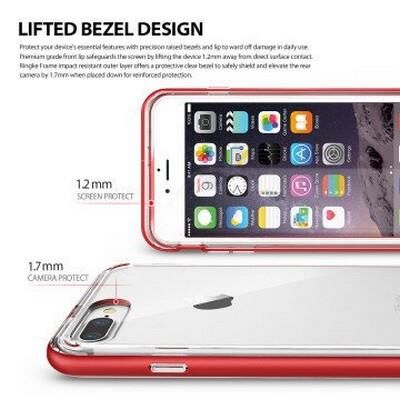 Ringke Frame İphone 7 Plus ile Uyumlu Çerçeveli Bumper Kılıf Ice Silver