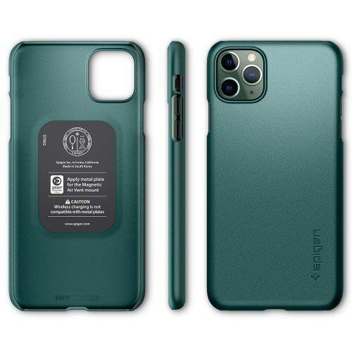 Spigen iPhone 11 Pro Max ile Uyumlu Kılıf Thin Fit Midnight Green