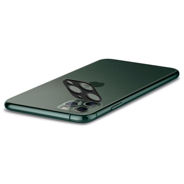 Spigen iPhone 11 Pro Max / 11 Pro ile Uyumlu Kamera Lens Cam Ekran Koruyucu Full Cover (2 Adet) Midnight Green