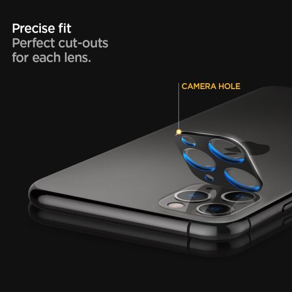 Spigen iPhone 11 Pro Max / 11 Pro ile Uyumlu Kamera Lens Cam Ekran Koruyucu Full Cover (2 Adet) Midnight Green