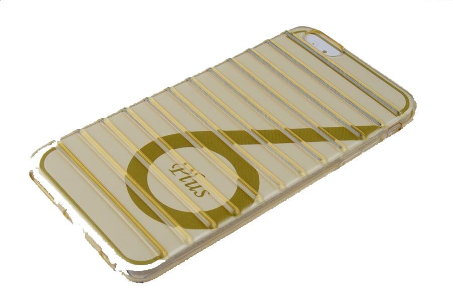iPhone 6G Plus ile Uyumlu Silikon Tırtıklı Arka Koruma Paneli Gold SK-030
