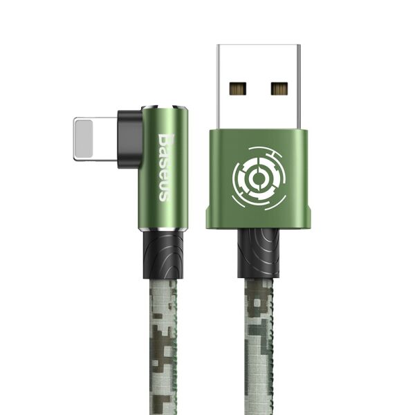 Baseus Camouflage İphone Oyun-Data ve Şarj Kablosu 2.4A 1M Yeşil