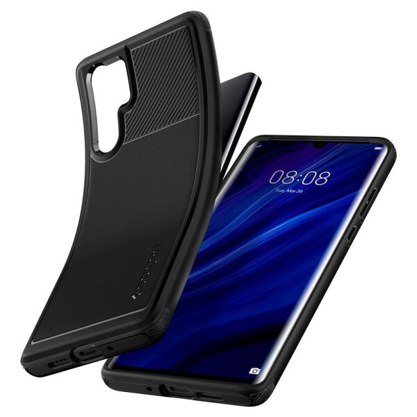Spigen P30 Pro ile Uyumlu Kılıf Rugged Armor Matte Black (Out)