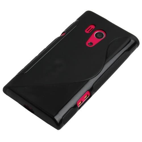 Xperia Acro ile Uyumlu S Desenli Şeffaf Silikon Kılıf Siyah Renk