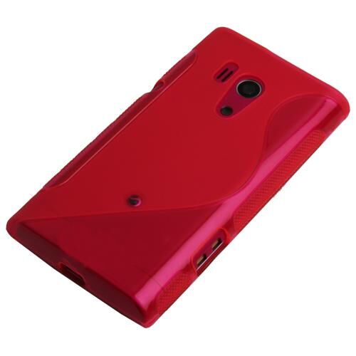 Xperia Acro ile Uyumlu S Desenli Şeffaf Silikon Kılıf Pembe Renk