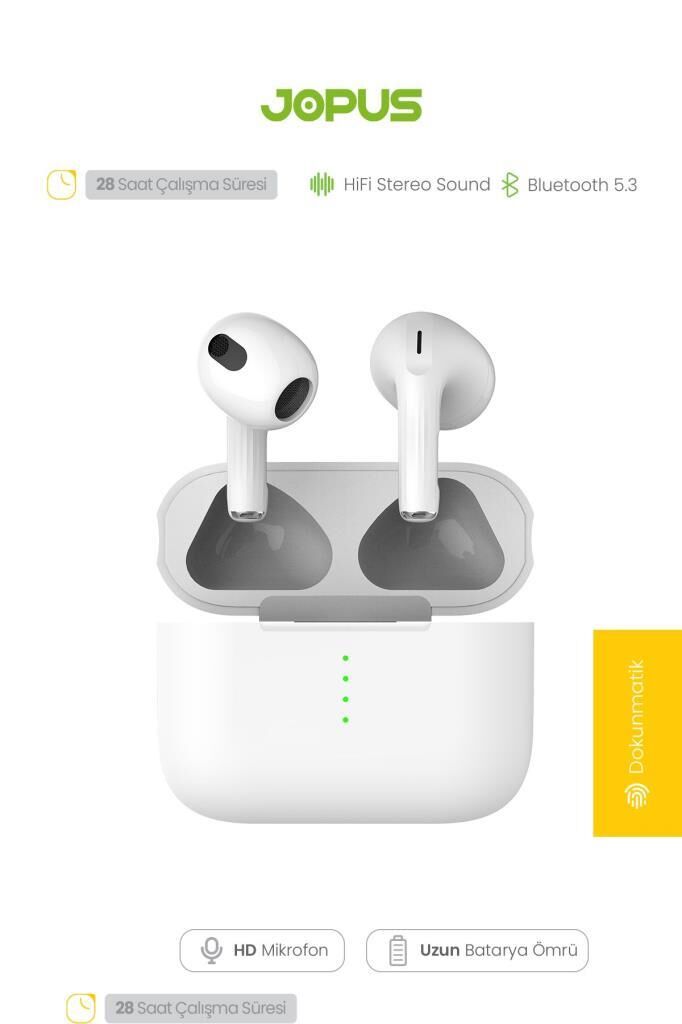 Jopus TWS Joi-Pods Pro Mikrofonlu Bluetooth Kulaklık Beyaz 2