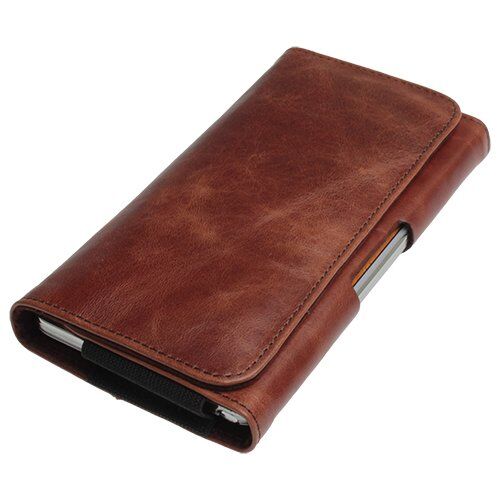 Galaxy Note 4 ile Uyumlu Kemere Takmalı Hakiki Deri Kılıf Taba